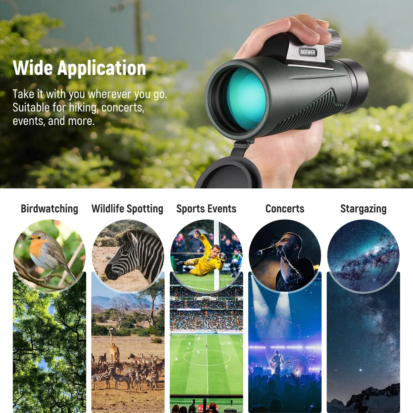 12x50 Ed Monocular Telescope with Phone Clip and Tripod Ipx7 Waterproof Fogproof Shockproof Spotting Scope