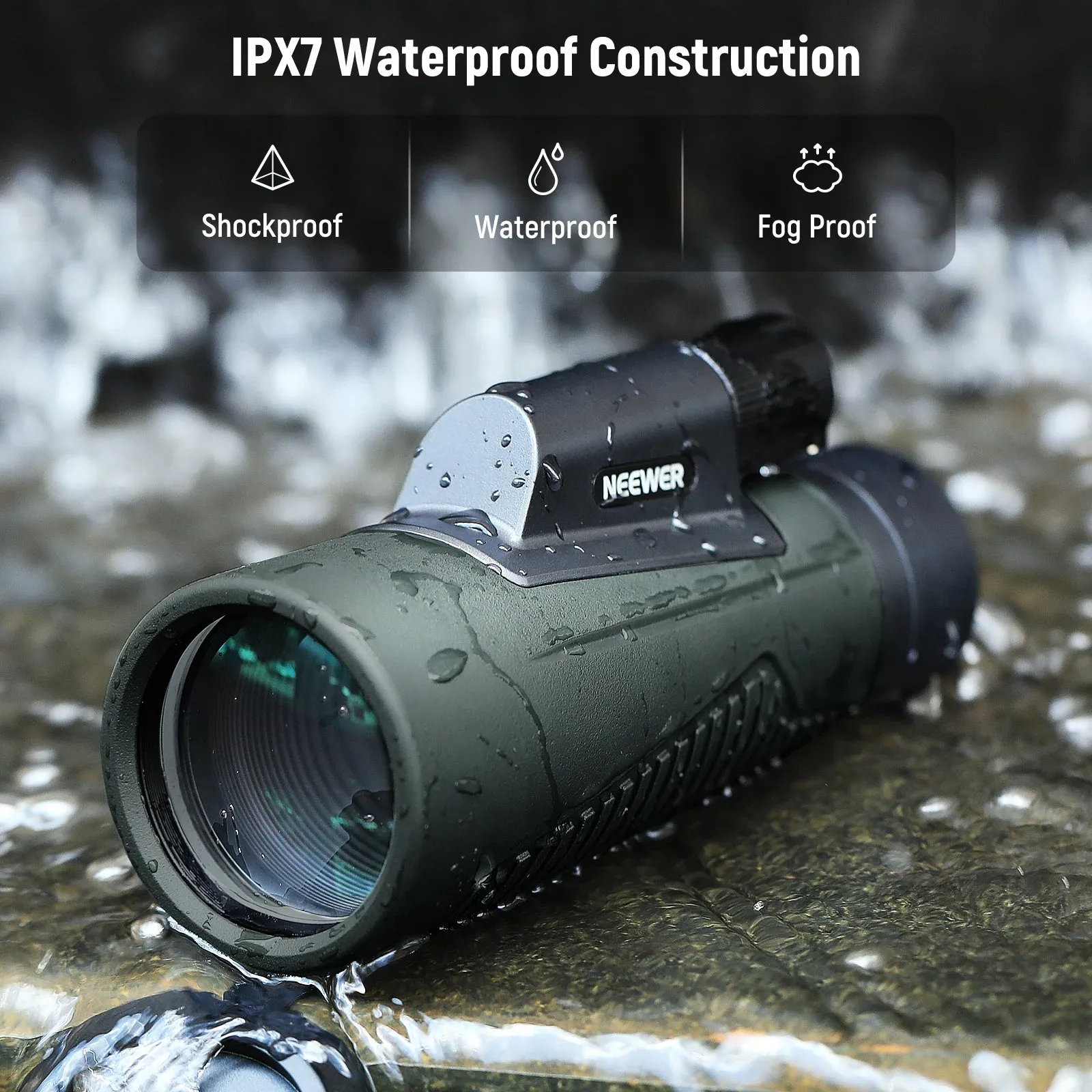 12x50 Ed Monocular Telescope with Phone Clip and Tripod Ipx7 Waterproof Fogproof Shockproof Spotting Scope