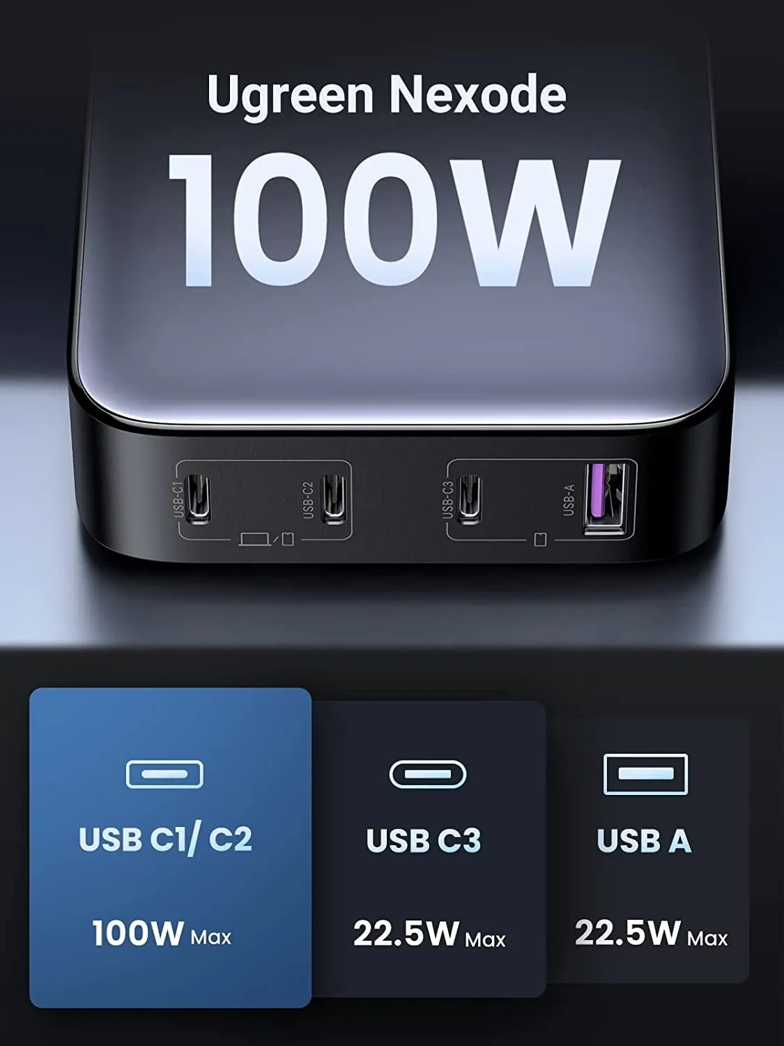 15613 100W USB-C Charger | Nexode 4-Port GaN II Charging Station