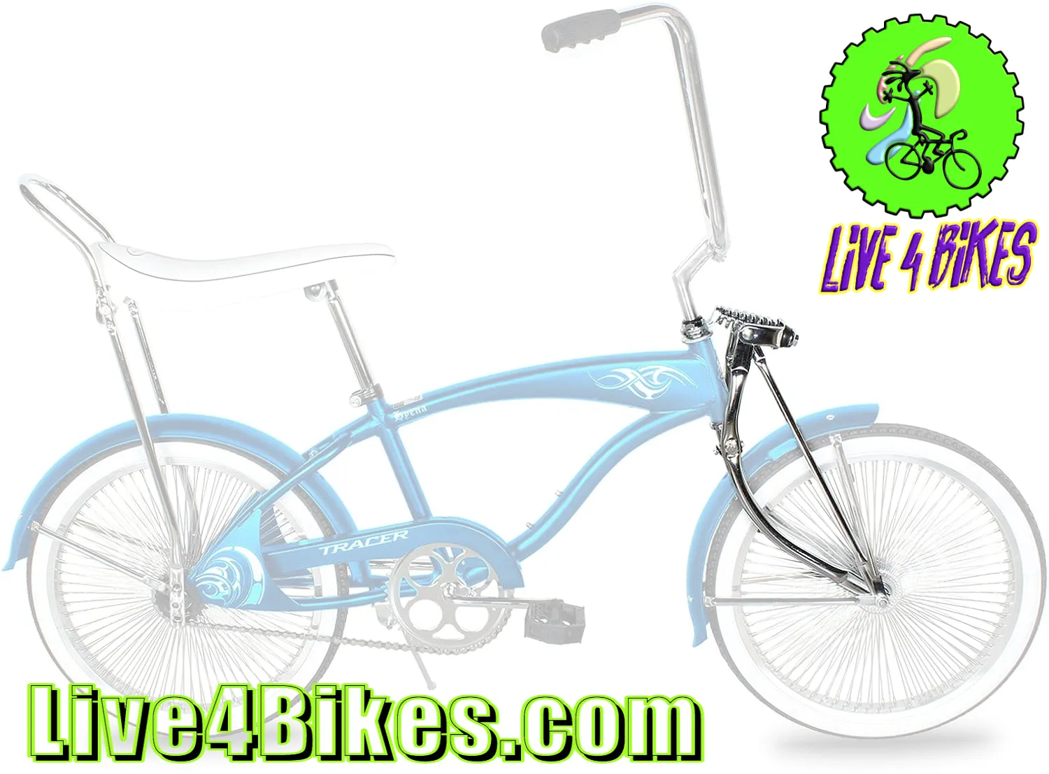 20" Lowrider Spring Bent Chrome Fork 1 in -Live4Bikes