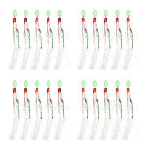 4 Packs/20pcs Mackerel Feather Hooks Sea Boat Fishing Lures Rigs For Outdoor Fishing Accessories Tools