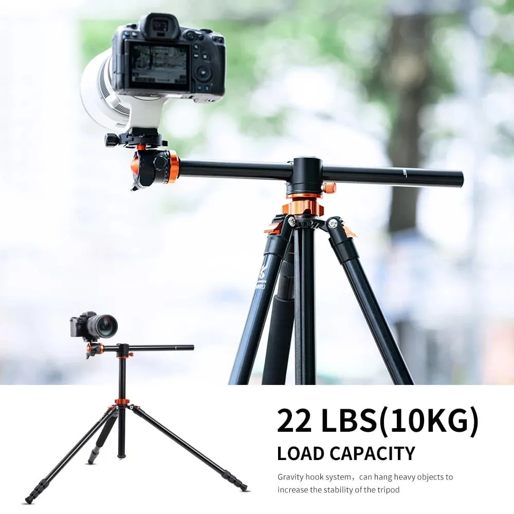 94" 2.4m Overhead Camera Tripod Lightweight Travel Tripod Load with Detachable Monopod for Canon Sony Nikon Dslr