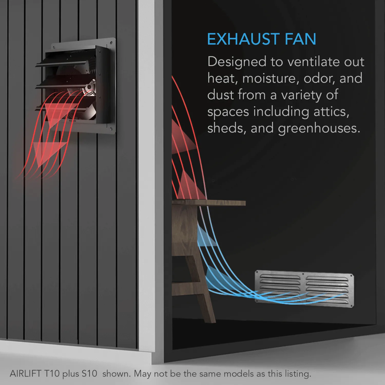 AC Infinity AIRLIFT T14, Shutter Exhaust Ventilation Fan 14", Temperature Humidity Controller