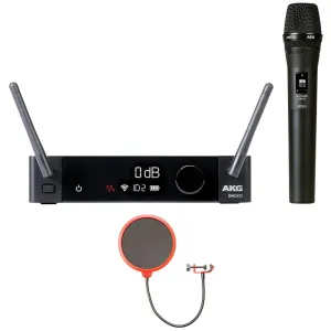 AKG Pro Audio DMS300 Digital Wireless Microphone System, Vocal Set w/ Pop Filter Kit