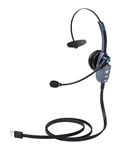 BlueParrott B250-XTS Mono Bluetooth Wireless Headset with 91% Noise Cancellation - Ideal for High-Noise Environments - Includes USB-C Charging Cable, Bluetooth 5.0.