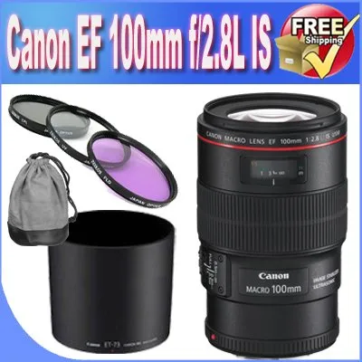 Canon EF 100mm f/2.8LMacro is USM Lens for Canon SLR Cameras   67mm 3 Piece Professional Filter Kit   Lens & Camera Cleaning Kit!!