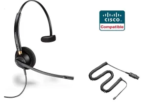 Cisco Certified Plantronics HW510 EncorePro 510 Noise Canceling Headset Bundle for Cisco 69xx, 78xx, 79xx, 89xx, 99xx Series