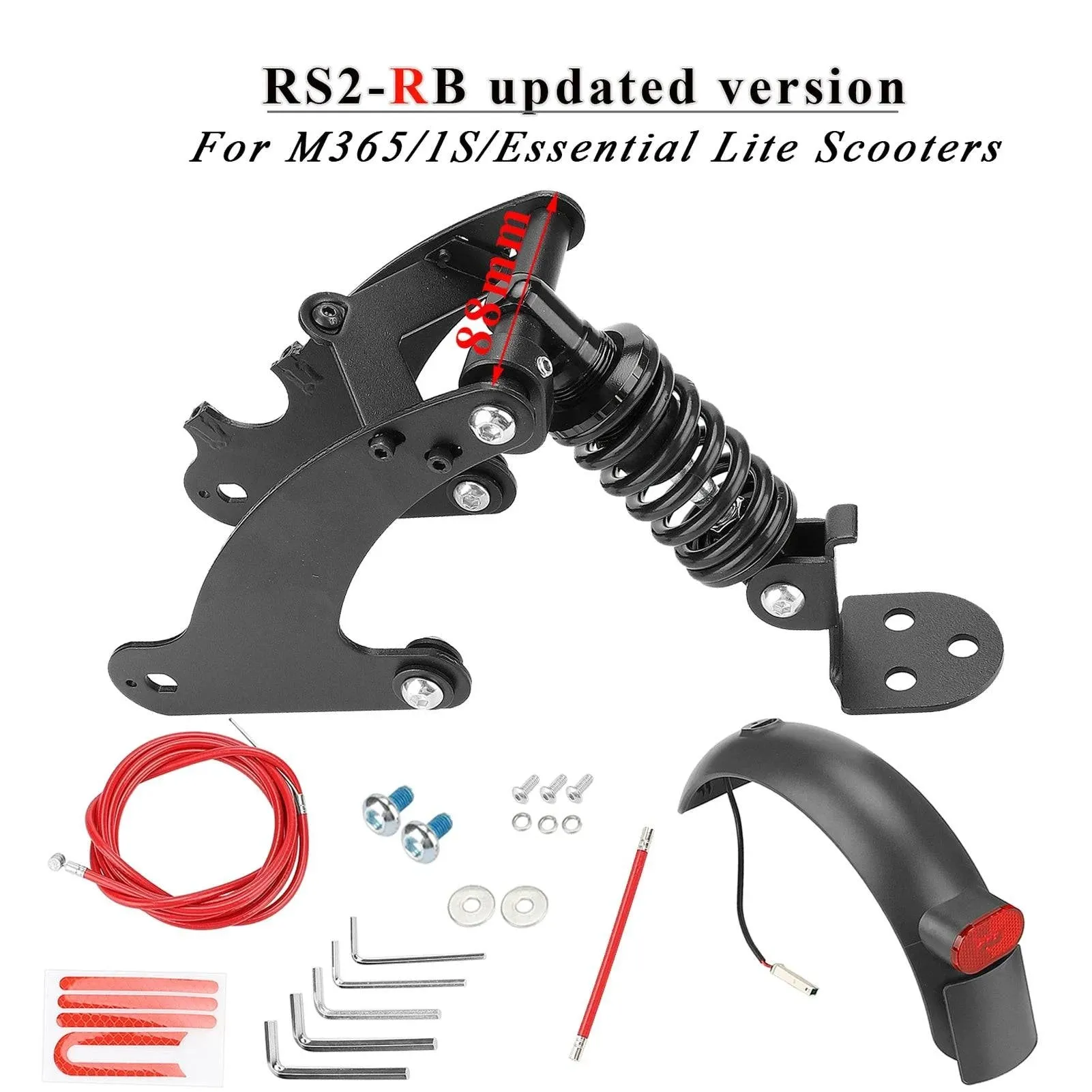 Electric Scooter Rear Shock Absorber Rear Suspension Kit with Widen Rear Fenders for Xiaomi M365 1S Pro Pro2 Scooter Accessories