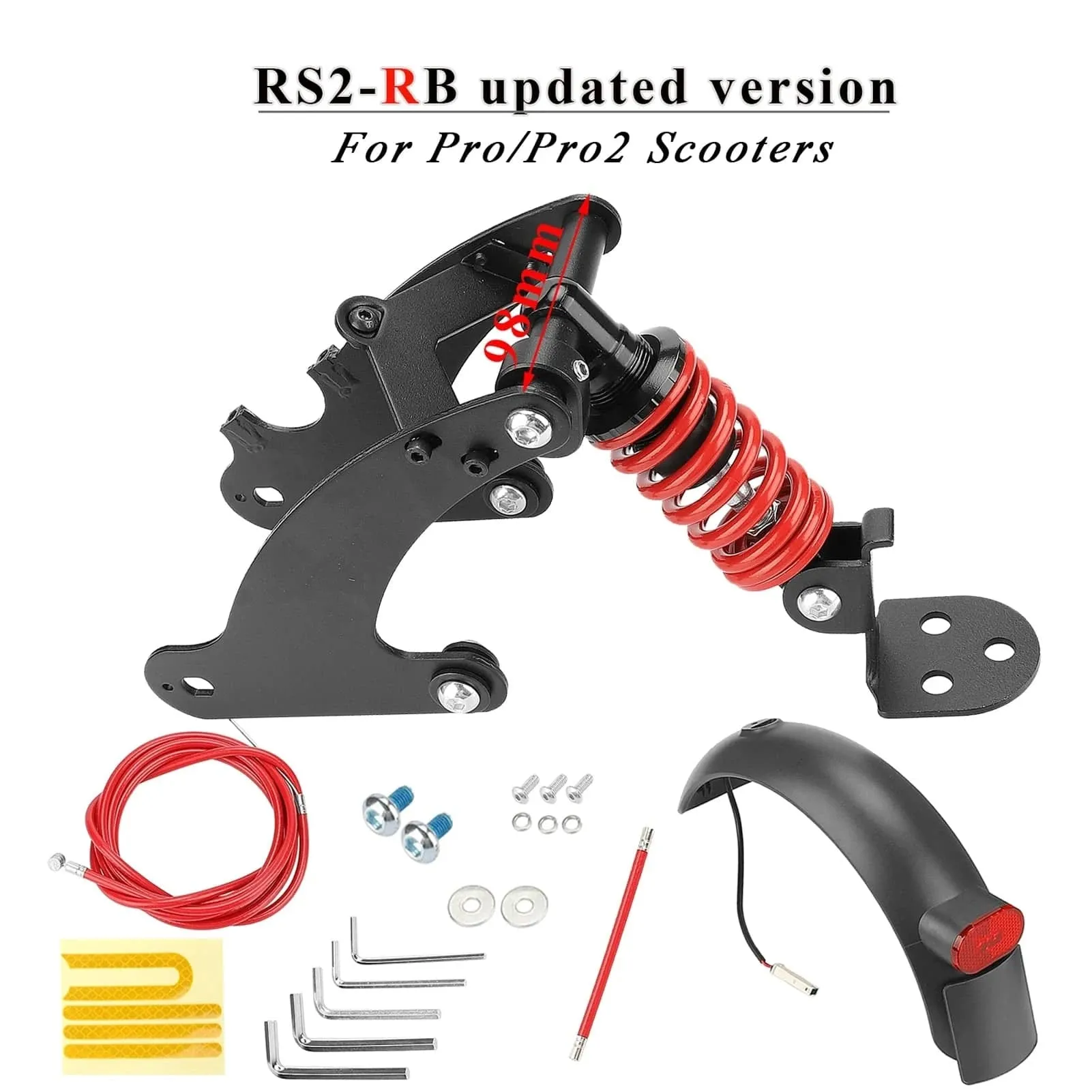 Electric Scooter Rear Shock Absorber Rear Suspension Kit with Widen Rear Fenders for Xiaomi M365 1S Pro Pro2 Scooter Accessories