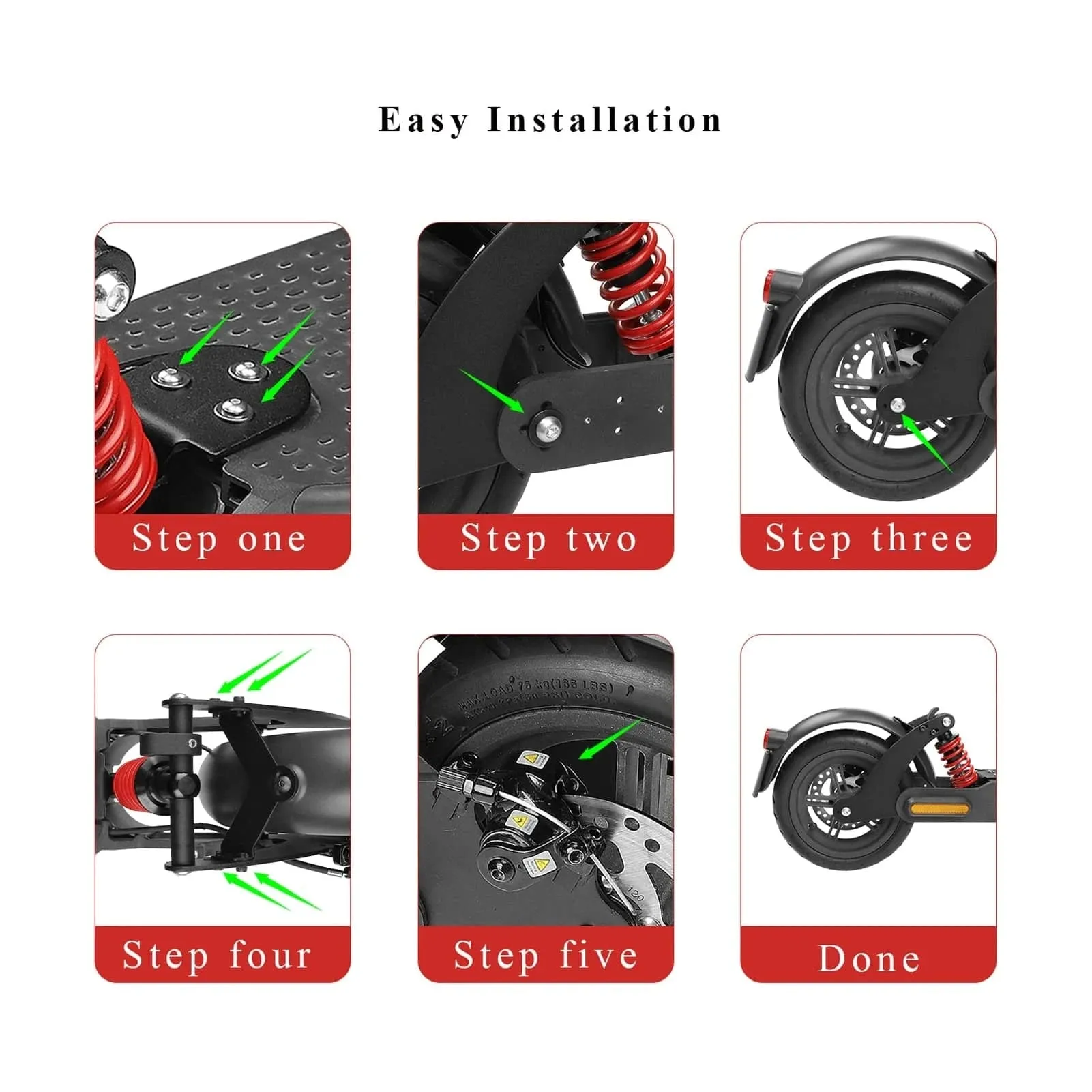 Electric Scooter Rear Shock Absorber Rear Suspension Kit with Widen Rear Fenders for Xiaomi M365 1S Pro Pro2 Scooter Accessories