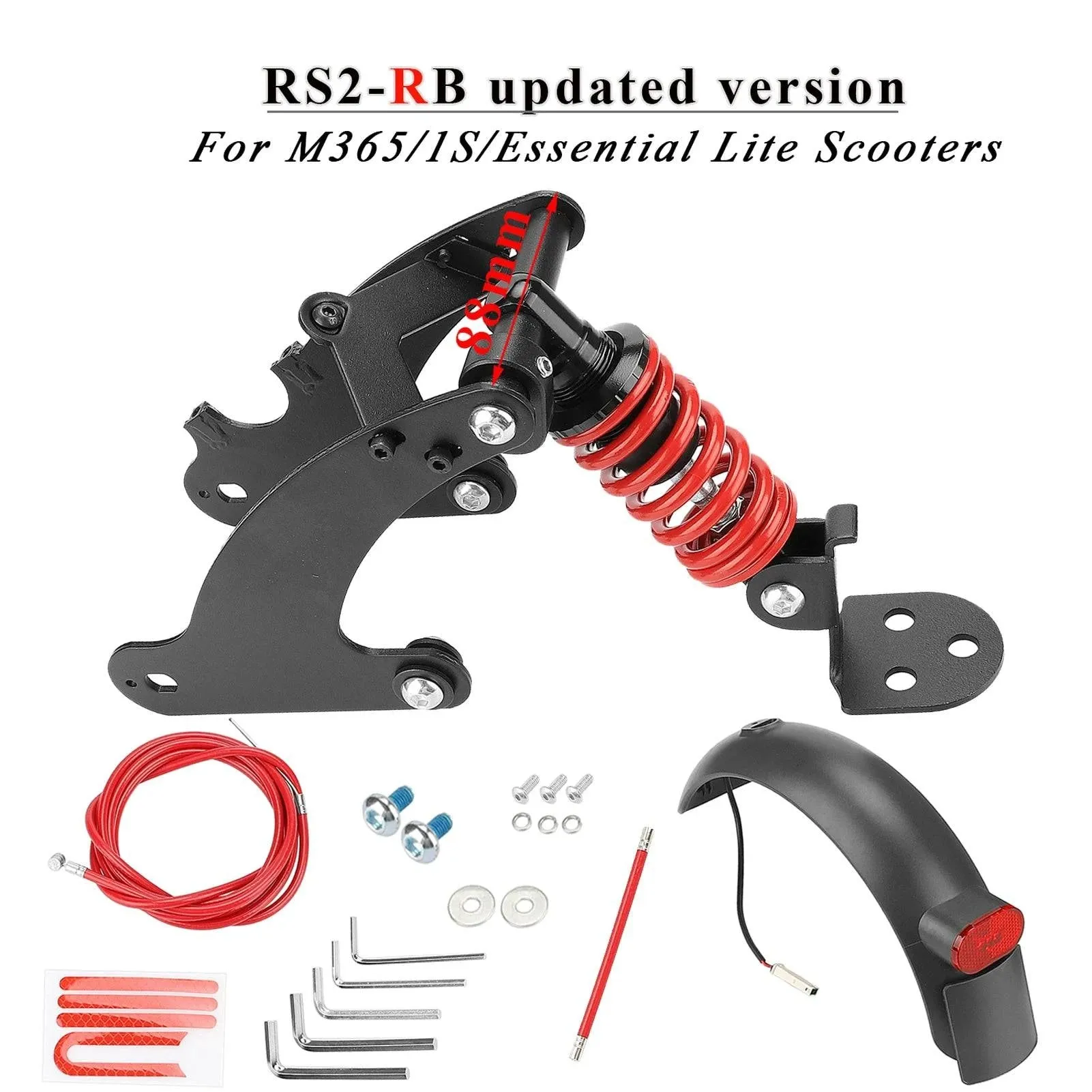 Electric Scooter Rear Shock Absorber Rear Suspension Kit with Widen Rear Fenders for Xiaomi M365 1S Pro Pro2 Scooter Accessories