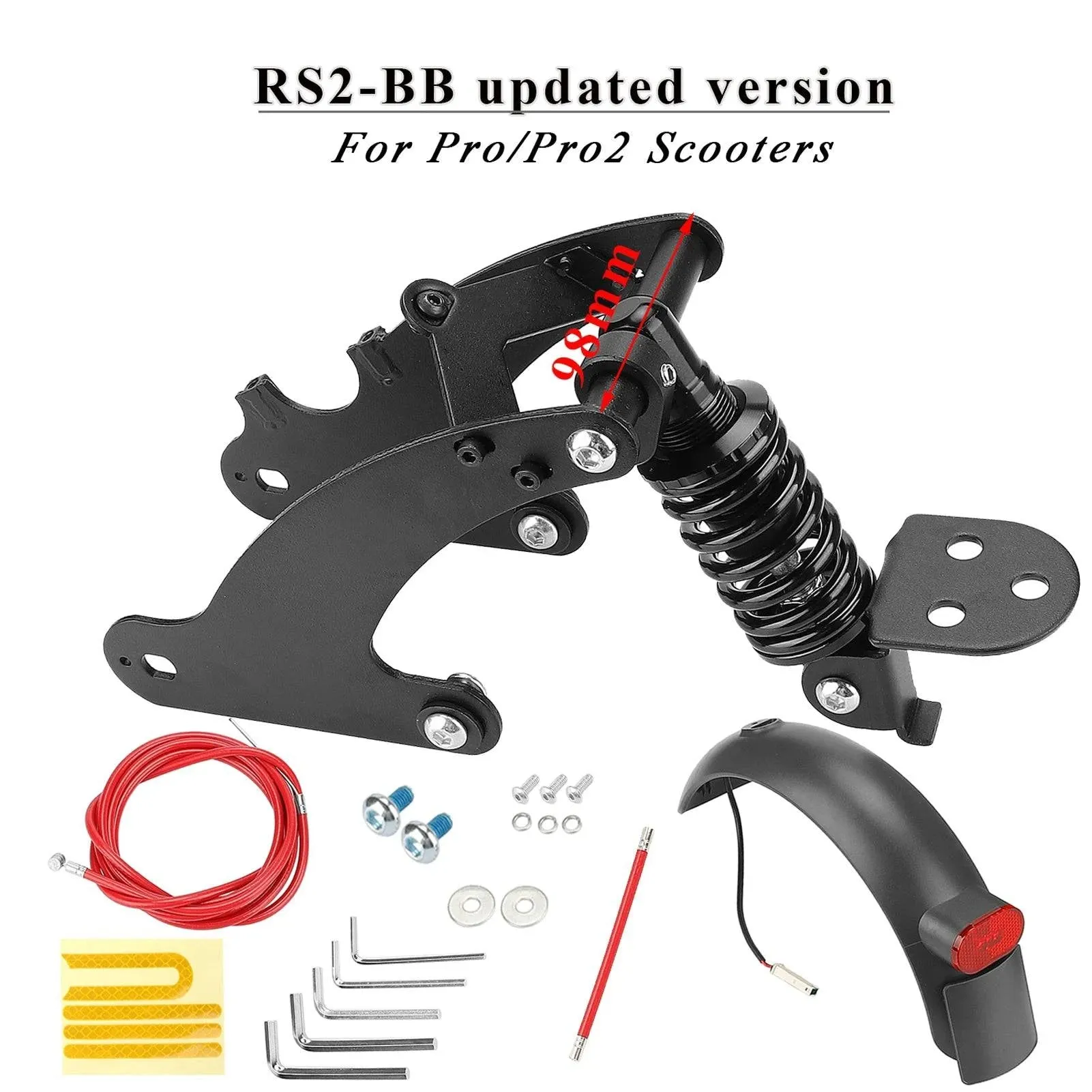 Electric Scooter Rear Shock Absorber Rear Suspension Kit with Widen Rear Fenders for Xiaomi M365 1S Pro Pro2 Scooter Accessories