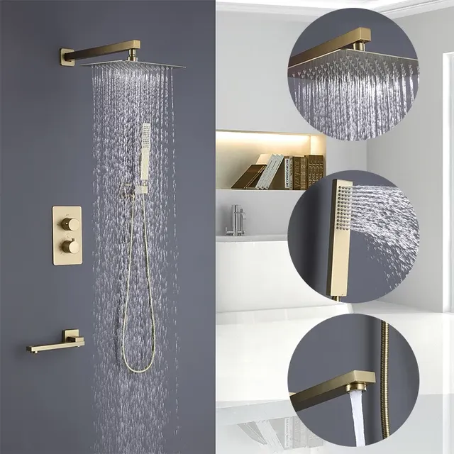 FaucetWorld - Full Thermostatic 3 Way Shower Sets