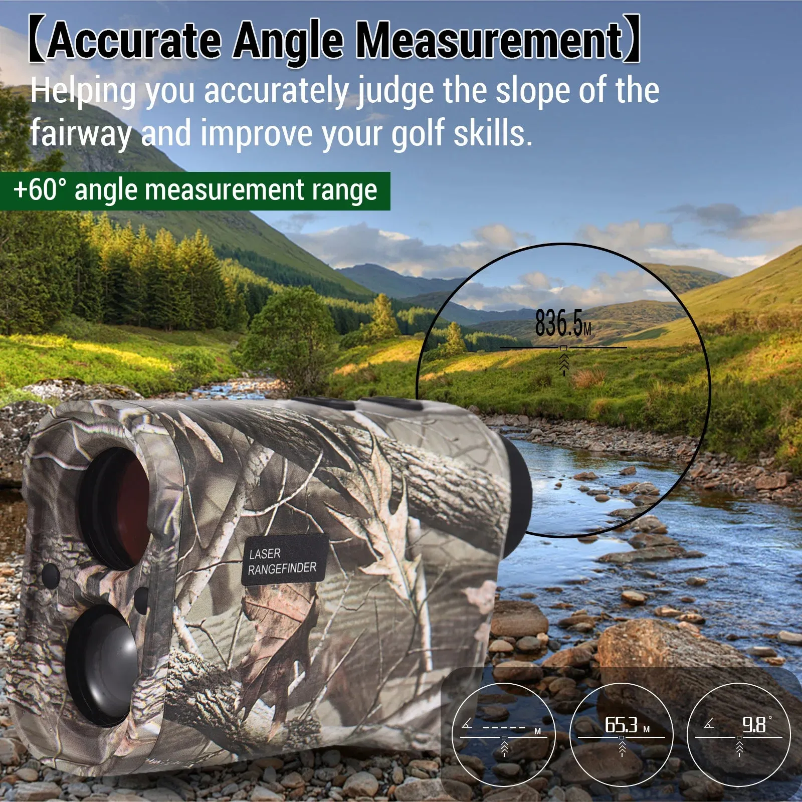Golf Laser Rangefinder Digital Hunting With Height and Angle Measurement Monocular Telescope 600M / 800M / 1000M