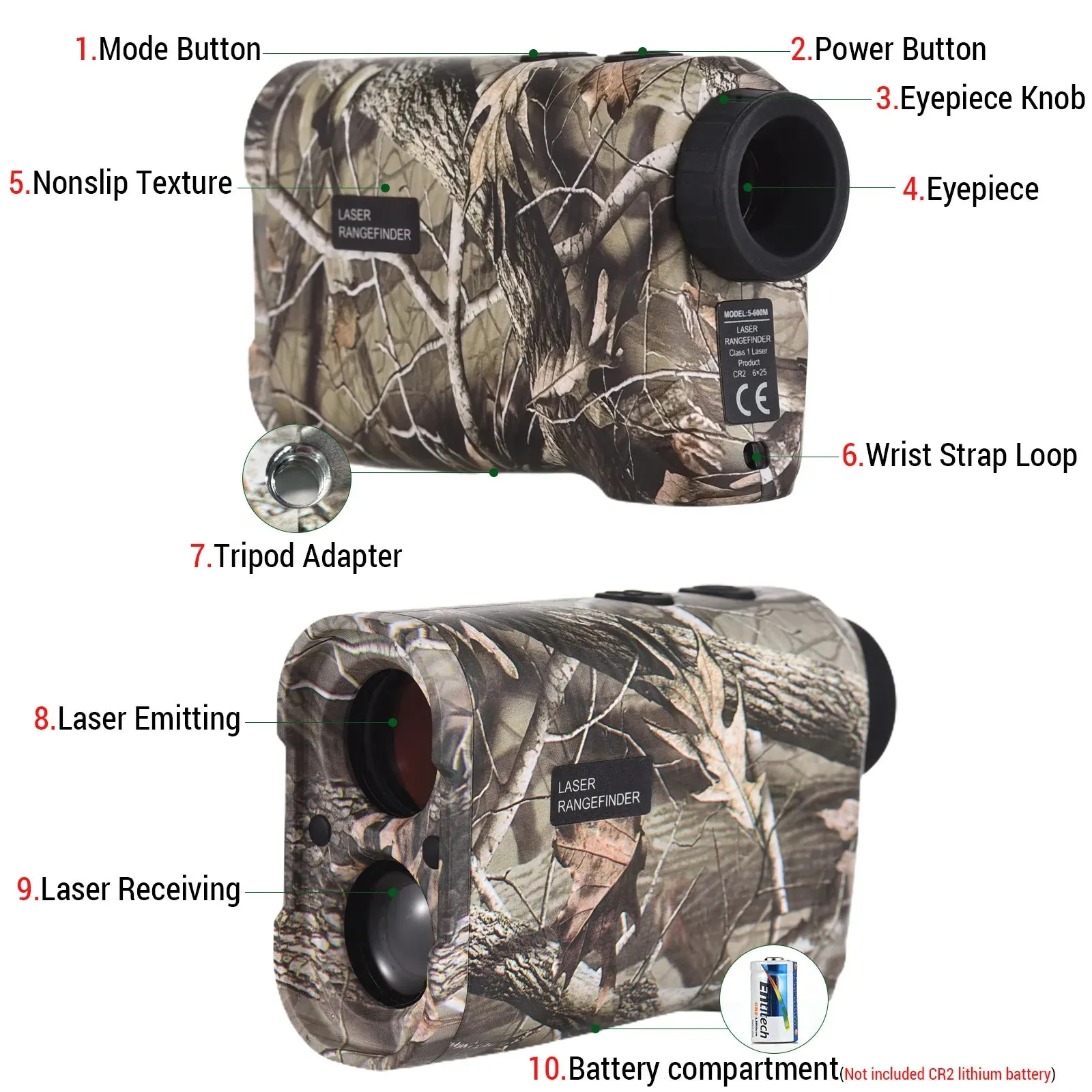 Golf Laser Rangefinder Digital Hunting With Height and Angle Measurement Monocular Telescope 600M / 800M / 1000M