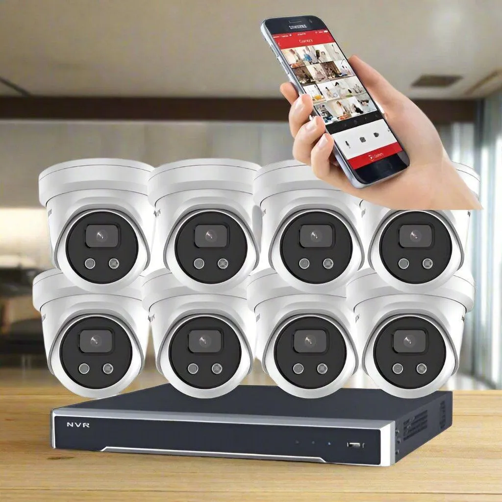 Hikvision CCTV Kit, AcuSense, 8 x 8MP Turret, 16CH NVR with 3TB HDD