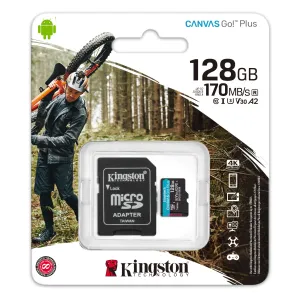 Kingston Canvas Go! Plus - Flash Memory Card (Microsdxc To Sd Adapter Included) - 128 Gb - A2 / Video Class V30 / Uhs-I