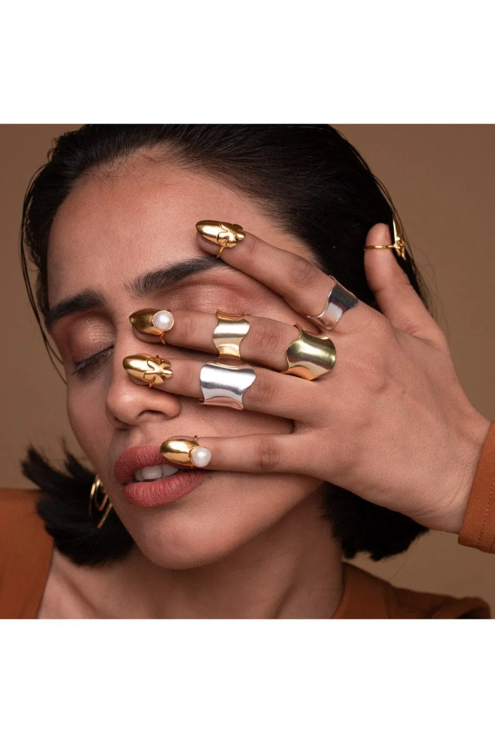 Rollercoaster Ring Set - Gold Tone