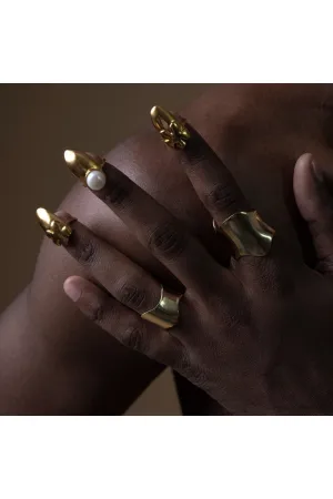 Rollercoaster Ring Set - Gold Tone