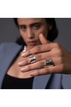 Rollercoaster Ring Set - Silver Tone