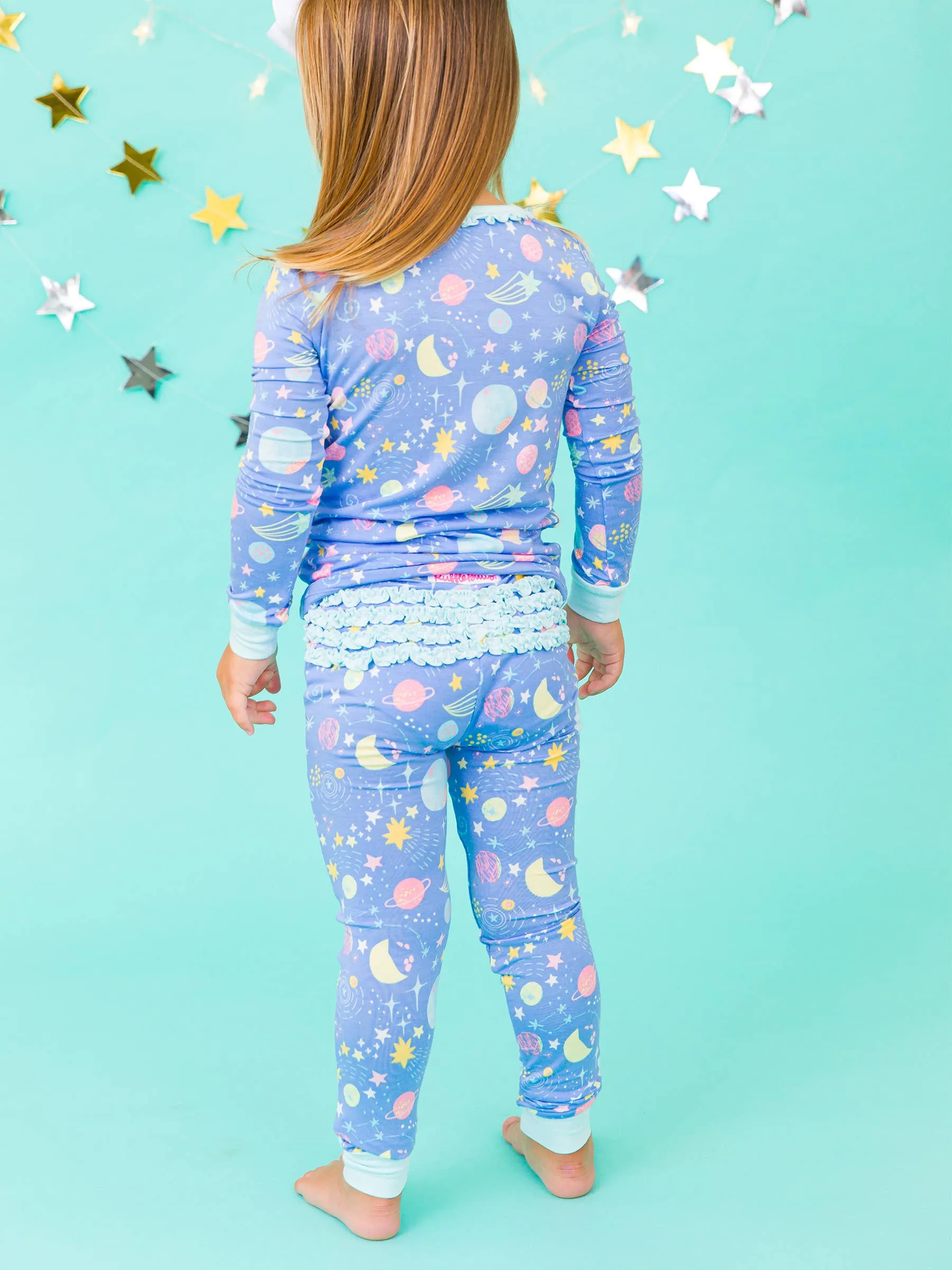 Starry Dreams Bamboo Ruffle Pajama Set