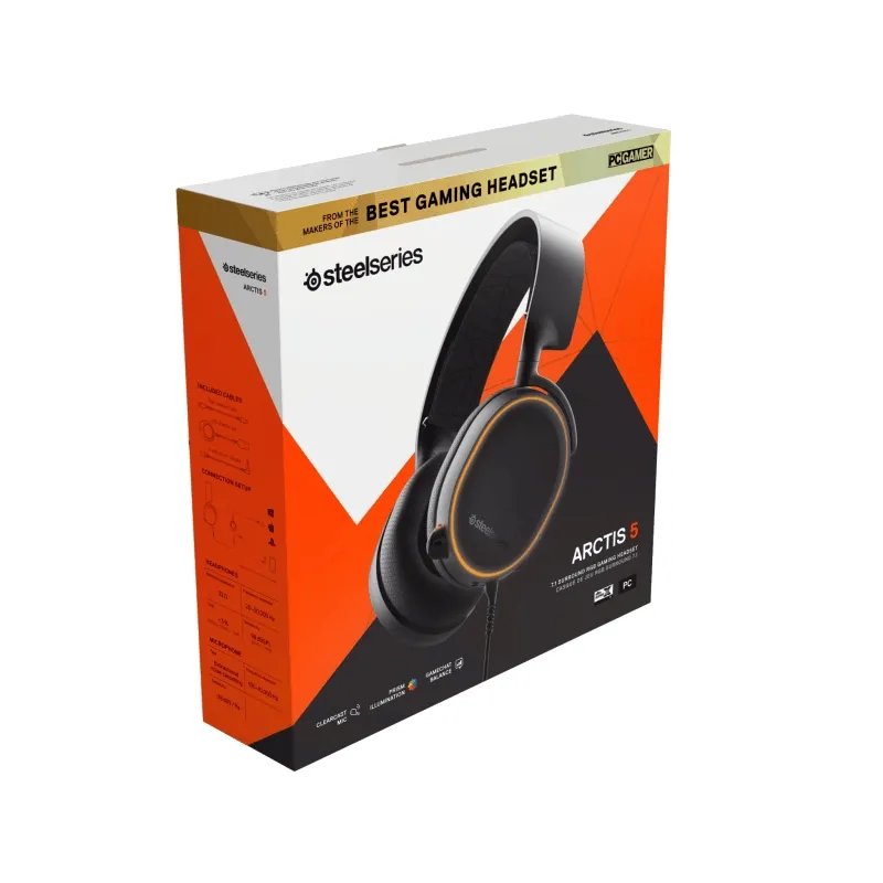 SteelSeries Arctis 5 RGB Gaming Headset Headphones Black