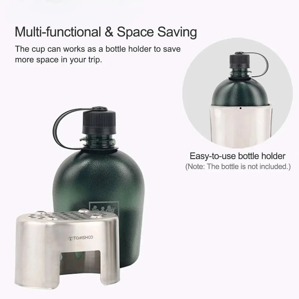 TOMSHOO Stainless Steel Wood Burner Canteen Cup Stand Camping Stove Cookware for Outdoor Survival Picnic Tourist Hiking Supplies