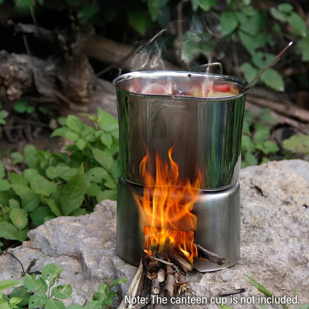 TOMSHOO Stainless Steel Wood Burner Canteen Cup Stand Camping Stove Cookware for Outdoor Survival Picnic Tourist Hiking Supplies