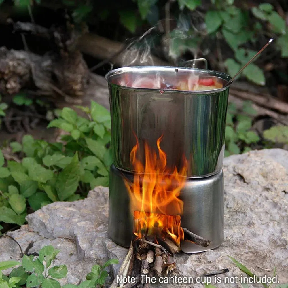 TOMSHOO Stainless Steel Wood Burner Canteen Cup Stand Camping Stove Cookware for Outdoor Survival Picnic Tourist Hiking Supplies