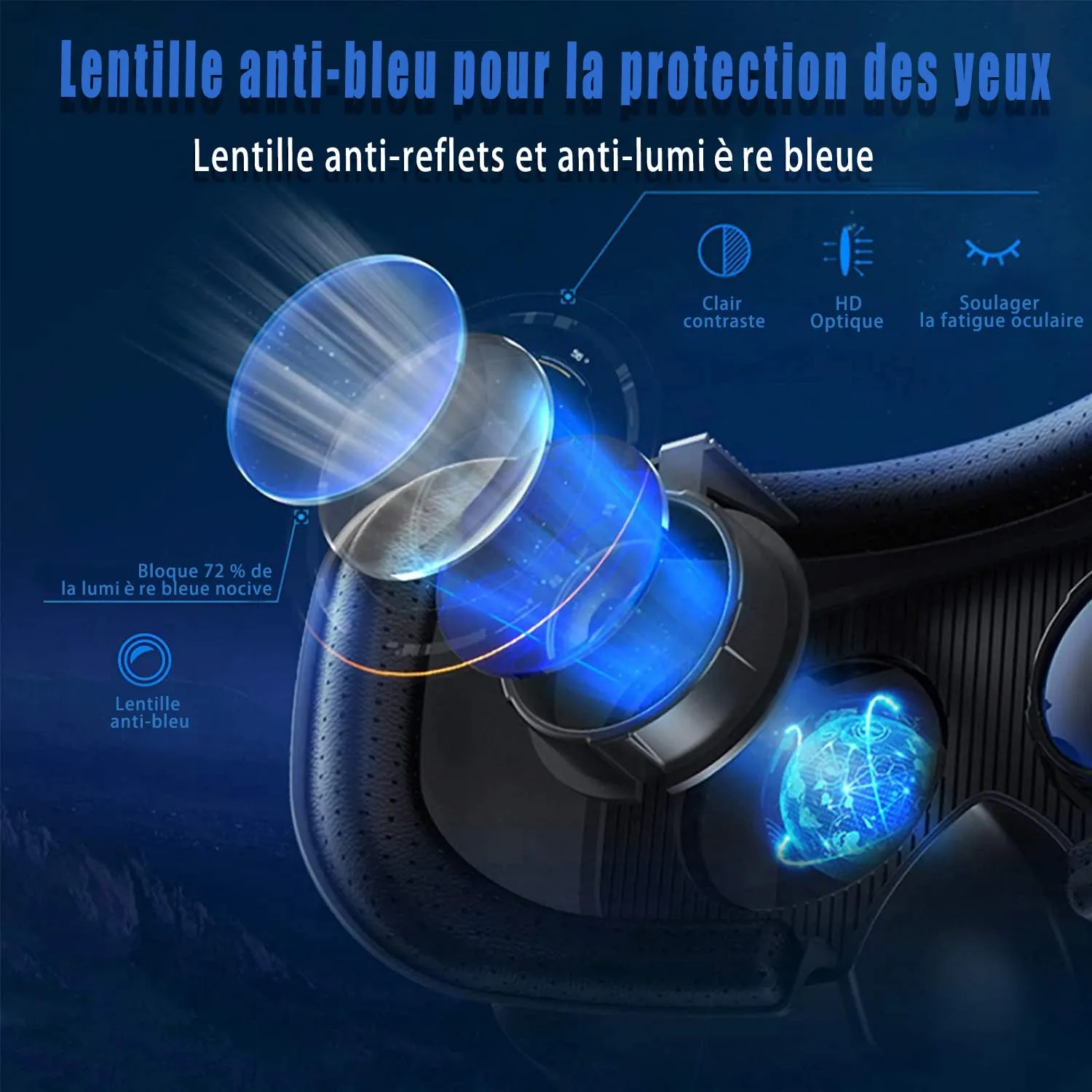 VR, Casque Ralit 3D Virtuelle, Qualit d'image 2K HD & Lumire Anti-Bleue-Casque de Ralit Virtuelle pour Jeux et Films,Casque VR Compatible avec Android & iOS Phone - Blanc